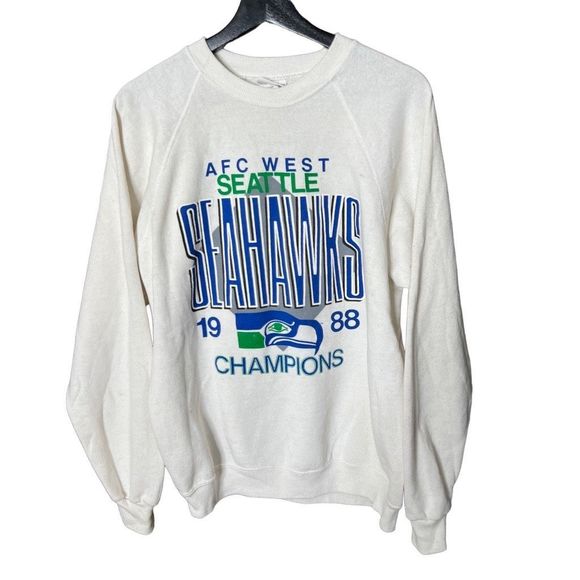 VTG 1988 Seattle Seahawks AFC Champions Crewneck Mens Large - Picture 1 of 4